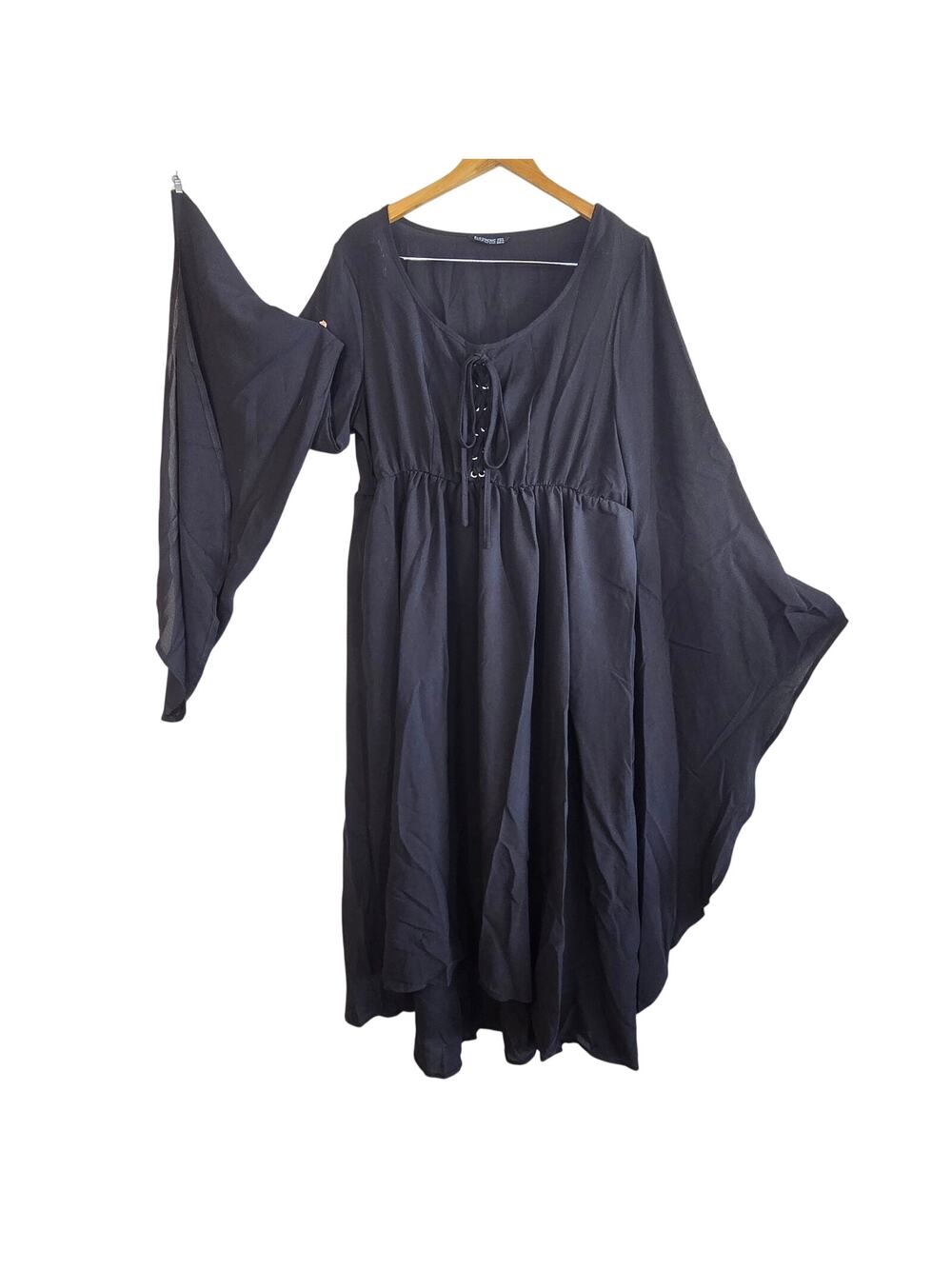 Size 14/16 Black Chiffon Corset-Tie Maxi Dress BloomChic